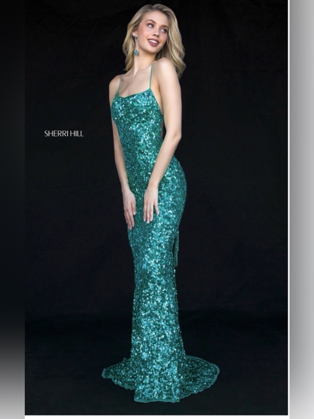 Sherri Hill Emerald Sequin Gown Size 0